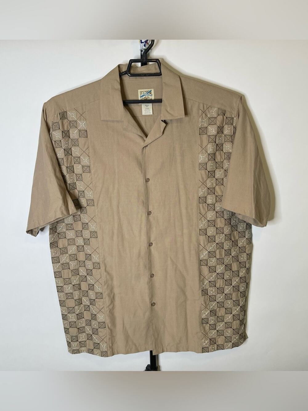 Vintage Travel Smith Tan Brown Button Up Shirt Size XXL Men’s
